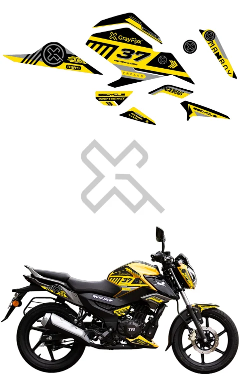 37 Drag Edition Half Body Sticker Compatible with Raider 125 | Printed In Premium Vinyl With FPF(Fade Protection Film), Water Proof, Precut Sticker, Pack Of 1 Compatible with Both Side